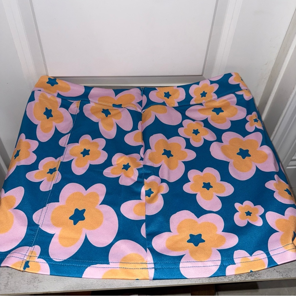Ilina Mid Rise Mini Skirt Floral Blue Size US 6 - Picture 4 of 5